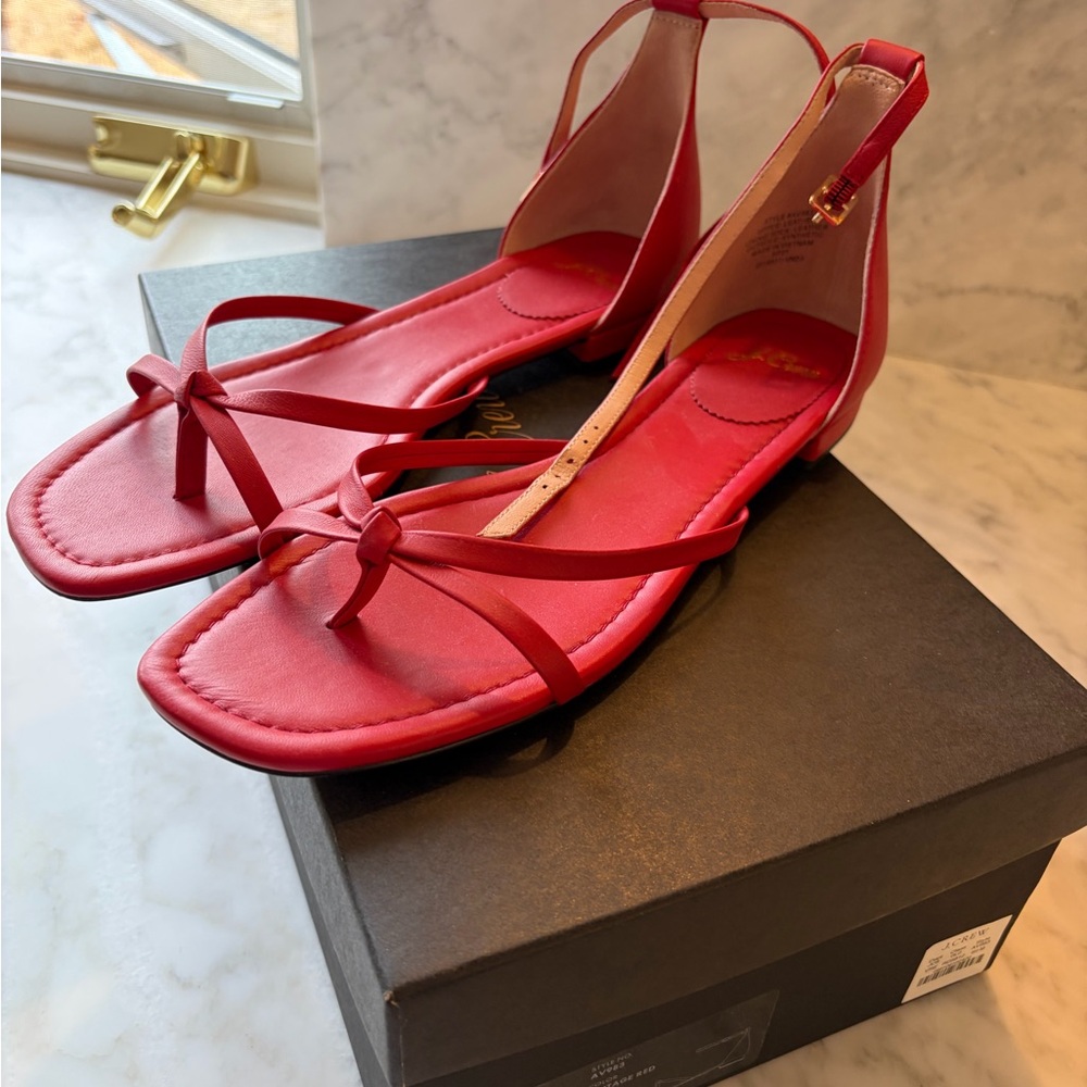 J. Crew Vibrant Red Strappy Sandals
